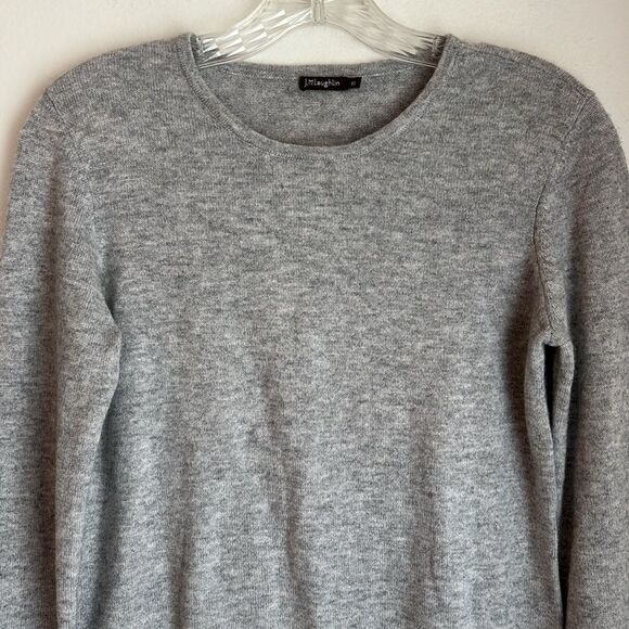 J. McLaughlin Women’s 100% cashmere Soft Gray Knit crewneck Sweater XS EUC! - Picture 2 of 7